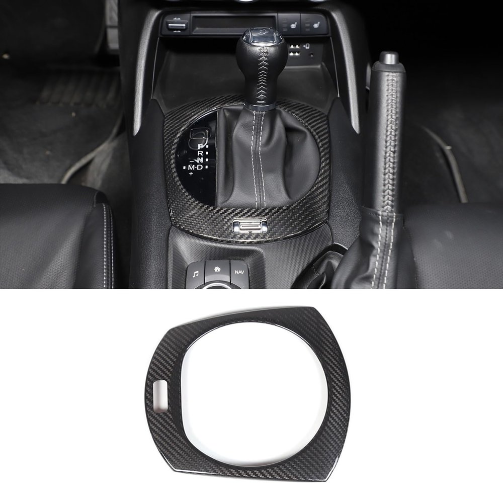 Qiosreui Gear Shift Panel Cover Trim for Mazda MX-5 2016-2025/Fiat 124 Spider 2017-2020 Accessories, Center Console Gear Shifter Knob Panel Frame, Shifter Box Cover Sticker Dry Carbon Fiber (Black)