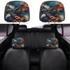 Foruidea Eagle with American Flag Car Seat Headrest Cover Set of 2 Pack Car Truck SUV Van Head Rest Protector Covers Universal Fit Cushion for Womens Mens view 1