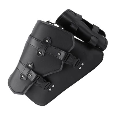 TIDTALEO Motorcycle Swingarm Bag Black PU Side Case with Quick Buckle