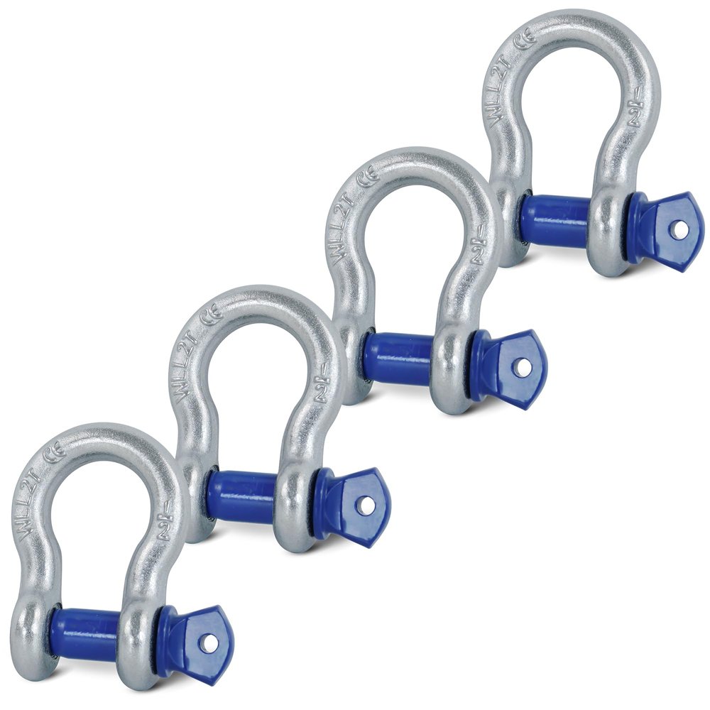 Krytonel 4 Pack 1/2" D Ring Shackle with 9/16" Screw Pin, 26,400 lbs Break Strength Heavy Duty Tow Recovery for Winch Off-Road Jeep Truck ATV UTV