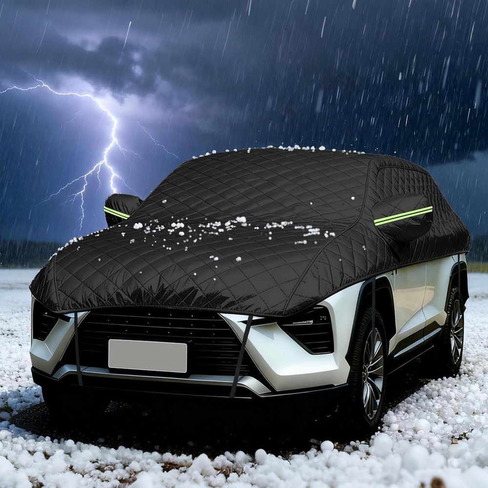 Hail Protector Car Cover, Car Snow Cover Compatible with Kia Soul 2009-2025, Half Car Covers with Cotton Lining,Padded Hail Blanket Rain Snow Dust Resistant for All Seasons e111q
