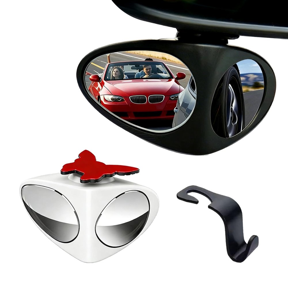 HD Car Blind Spot Elimination Mirror - 360 Rotatable, Rain/Fog Resistant, 2026 Upgraded 1/2 Pack Car Side Glass Convex Blindspot Mirror for Cars Trucks SUV, Universal Fit (1PC-White-L)