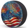 Fireworks American Flag Spare Tire Cover Wheel Protector Waterproof Dust-Proof Wheel Covers Universal Wheel Tire Protectors for Cars,Travel Trailer RV,Truck, SUV, Camper view 2