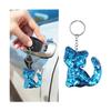 Bittwee Sparkly Kitty Sequin Car Keychain, Cute Glitter Animal Cat Vehicle Key Ring Chain, Auto Key Decoration, Universal Fit (Sky Blue) view 1