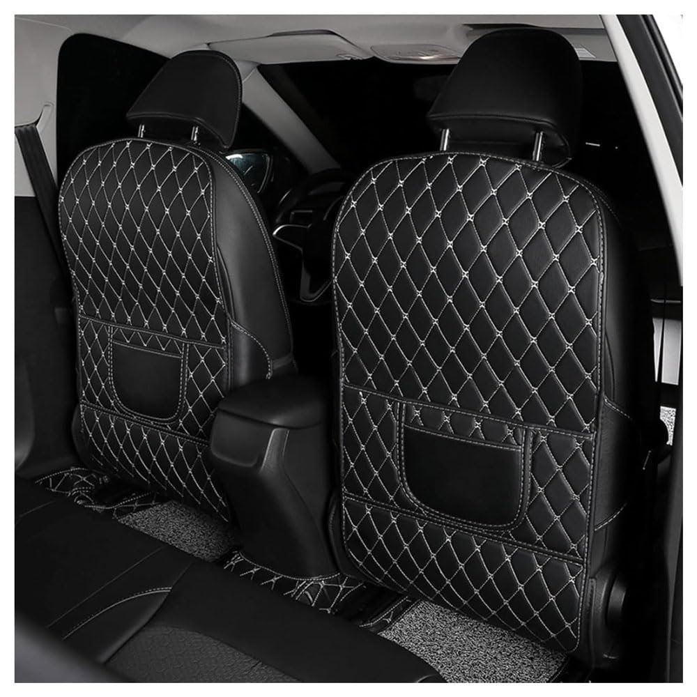 TYDXZNB Seat Back Protector for BMW X1 20162025 2026 F48/U11 Car Kick Mat with Storage Pocket, Waterproof Backseat Cover, Easy Clean Rear Seat Guard,Black and White