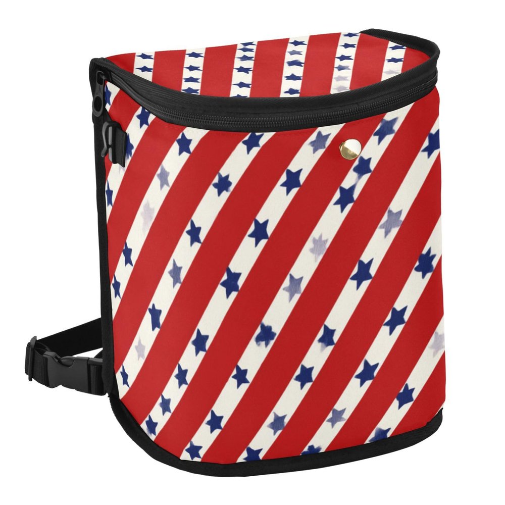 ElliTarr Car Trash Can Bin Car Garbage Can with Lid 6L Auto Vehicle Trash Waste Bag Holder for Front Back Seat Hanging Car Organizer Waterproof Leakproof Patriotic Striped Red Stars