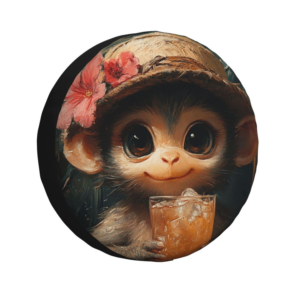 CSIVKEJ Cute Monkey Print Spare Tire Cover Dust-Proof Wheel Tire Cover Fit Jeep,Trailer, Rv, SUV and Many Vehicle