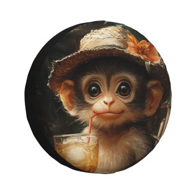 CSIVKEJ Cute Monkey Print Spare Tire Cover Dust-Proof Wheel Tire Cover Fit Jeep,Trailer, Rv, SUV and Many Vehicle