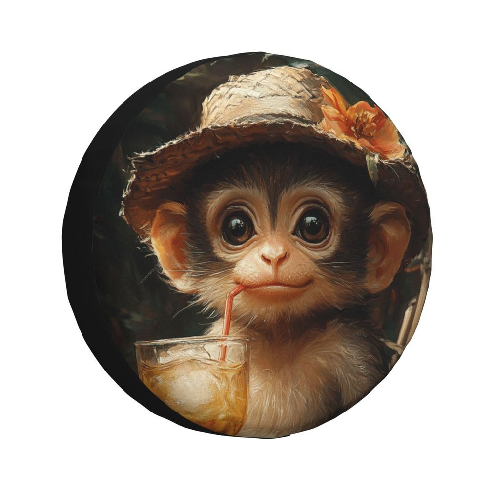 CSIVKEJ Cute Monkey Print Spare Tire Cover Dust-Proof Wheel Tire Cover Fit Jeep,Trailer, Rv, SUV and Many Vehicle