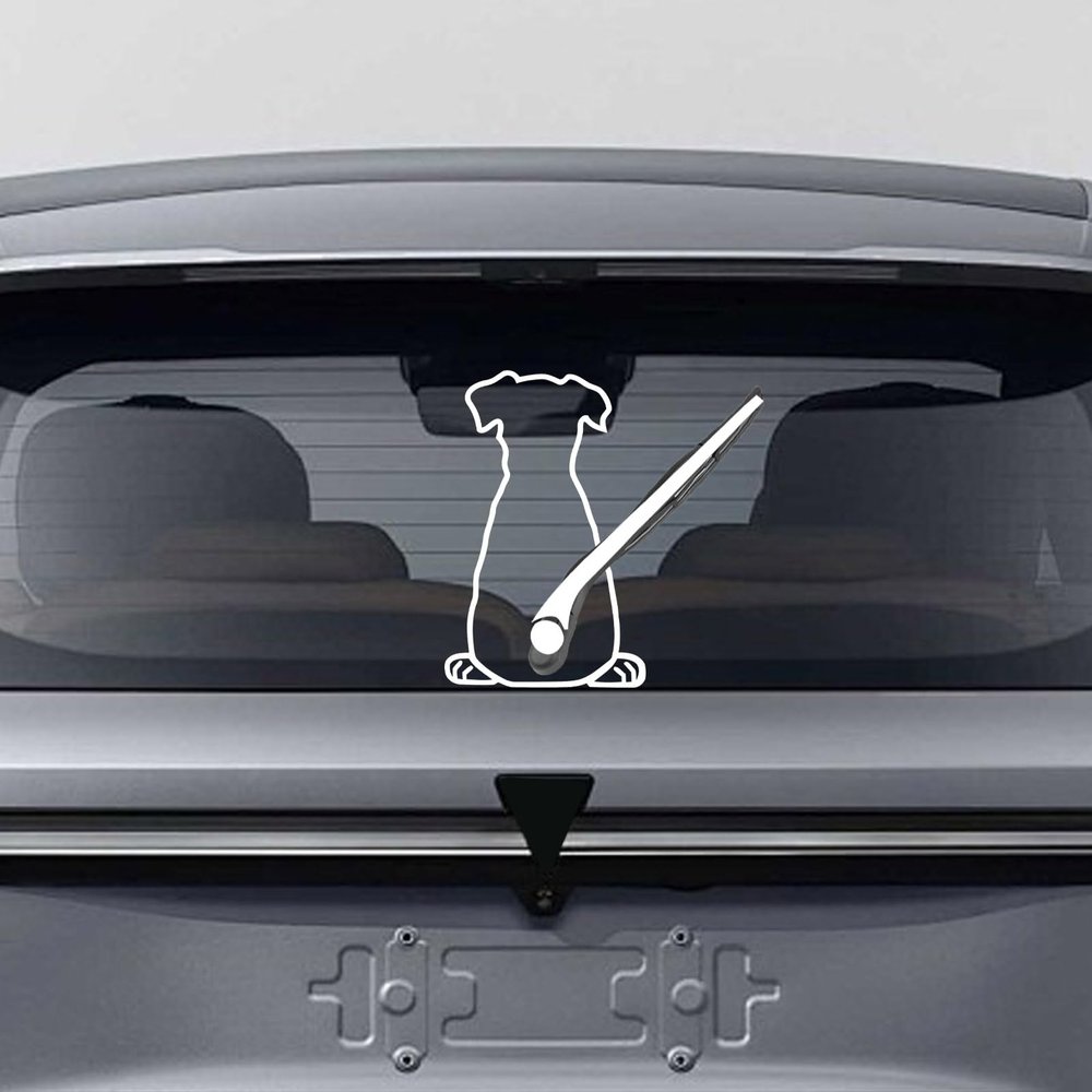 JYIS Cute Dog Rear Windshield Wiper Sticker, White Waterproof Vinyl Decal with Wagging Tail Effect, Funny Dog Self-Adhesive Windshield Decal Car Decoration for Most Cars, Laptop (Style B)