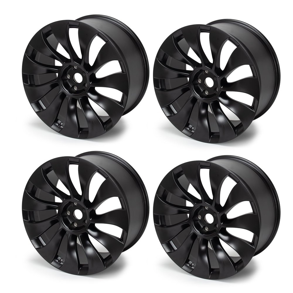 21" 21x10.5 Inch New Aluminum Alloy Replacement Wheel Rim Compatible with Model Y 20202023, Only Fit Rear Wheel, OEM Design Replacement Rim, Black 4 Sets