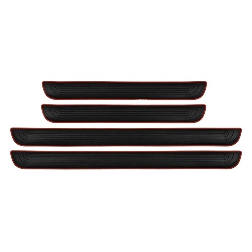 Car Door Sill Protector for Alfa Romeo Stelvio 2017-2022, PVC Soft Rubber Front Rear Door Sill Scuff Plate Guard Anti-Scratch Paint Scuff Cover,Red