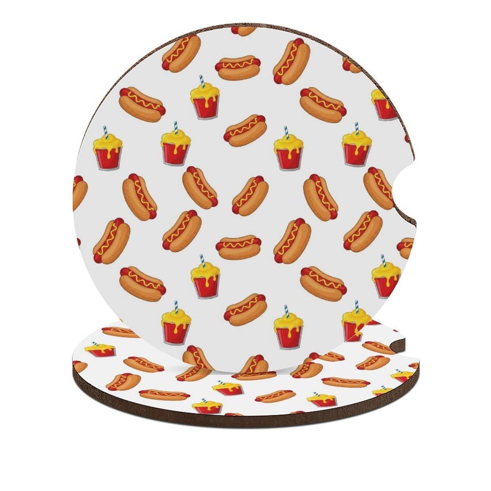 Universal Vehicle Interior Accessories Hot Dog Food, 2-Pack Car Coaster for Holders, Portable Essential Drink Mat