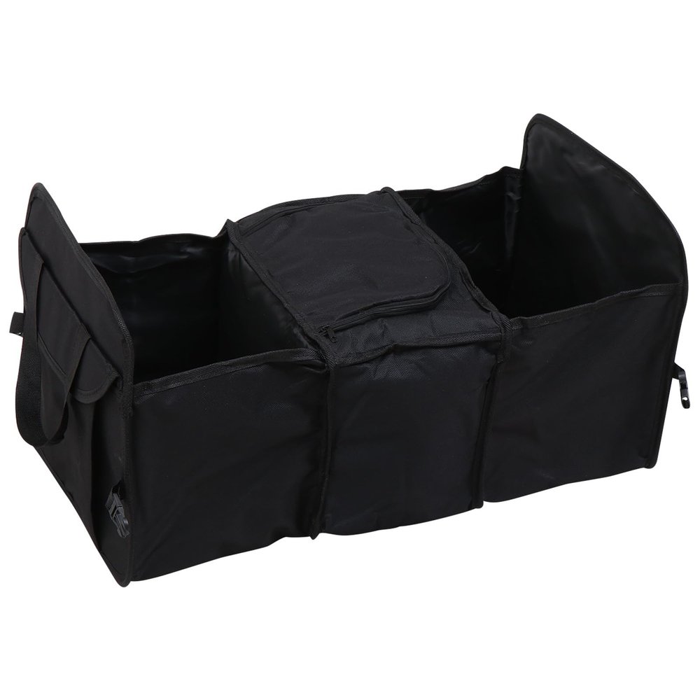 Cabilock Car Foldable Trunk Storage Organizer Box with Multiple Compartments Black Portable Container for Suv Truck Cargo Car Accessories