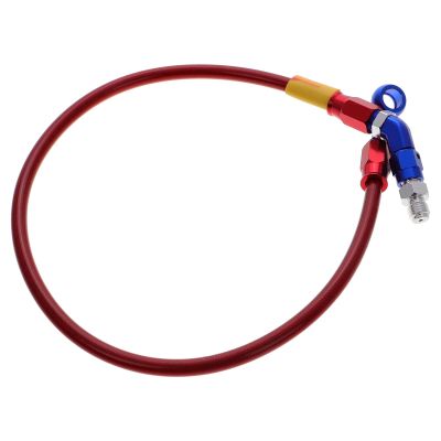 Luxshiny Motorcycle Brake Hose 60Cm Braided Stainless Steel 90 Bend Atv Dirt Bike Clutch Oil Line Fuel Pipe Compatible with Scooter and Gas Motorbike
