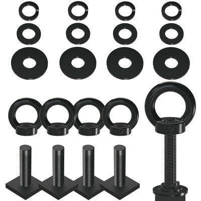 NACETURE M8 T Track Bolts Eye Bolt Tie Down Anchors, Stainless Steel 304 T Slot Hardware with Ring, Heavy Duty Roof Rack Accessories for Cargo Tie Down, Truck Bed (Black M8 50mm 4 Pack)