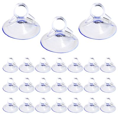 Fkewp 24 PCS Car Glass Windshield Sunshade Suction Cups, Powerful Pull Ring Car Window Shade Dovetail Suckers, Multi-Purpose PVC Window Suction Cups for Vehicle Home Office (Transparent, 4.5cm)