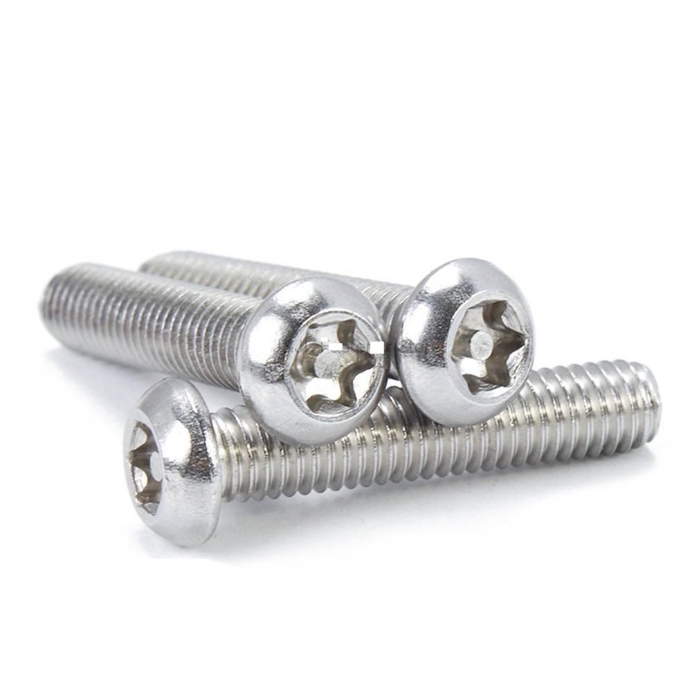 Zkensh-Bolts M2.5-M8 304 Stainless Steel Six Lobe Torx Button Round Head with Pin Tamper Proof Security Screw Bolt, 10/50pcs, Widely Used(45mm,(10pcs) M5)
