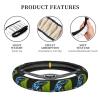 Dart Frog Blue Elastic Car Steering Wheel Cover Universal 15 Inch Stretch Automotive Steering Wheel Protector Cover Anti Slip Neoprene Novelty Cars Interior Accessory for Men Women view 3