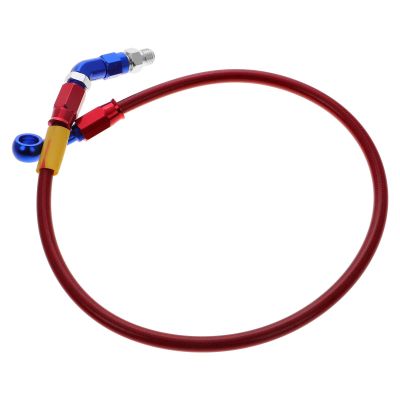 Abaodam Motorcycle Brake Hose Braided 90 Stainless Steel Oil Pipe 60cm Red Hydraulic Brake Line for Dirt Bike Atv Scooter Fuel Line Replacement