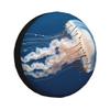 Qewfoju Spare Tire Cover Fit RV SUV Truck Travel Trailer 15 inch Polyester Waterproof and Dustproof Tire Wheel Cover, White Jellyfish Dansing in The Ocean view 1