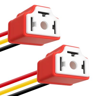 YUPIKJI 2PCS H4 HB2 9003 Wiring Harness Headlight Socket, Headlight Connector, Pigtail Socket Female Plug with 3 Adapter, 16AWG Ceramic Pigtail Socket Wiring Harness Plug Fit for Car Truck Boat (2PCS)