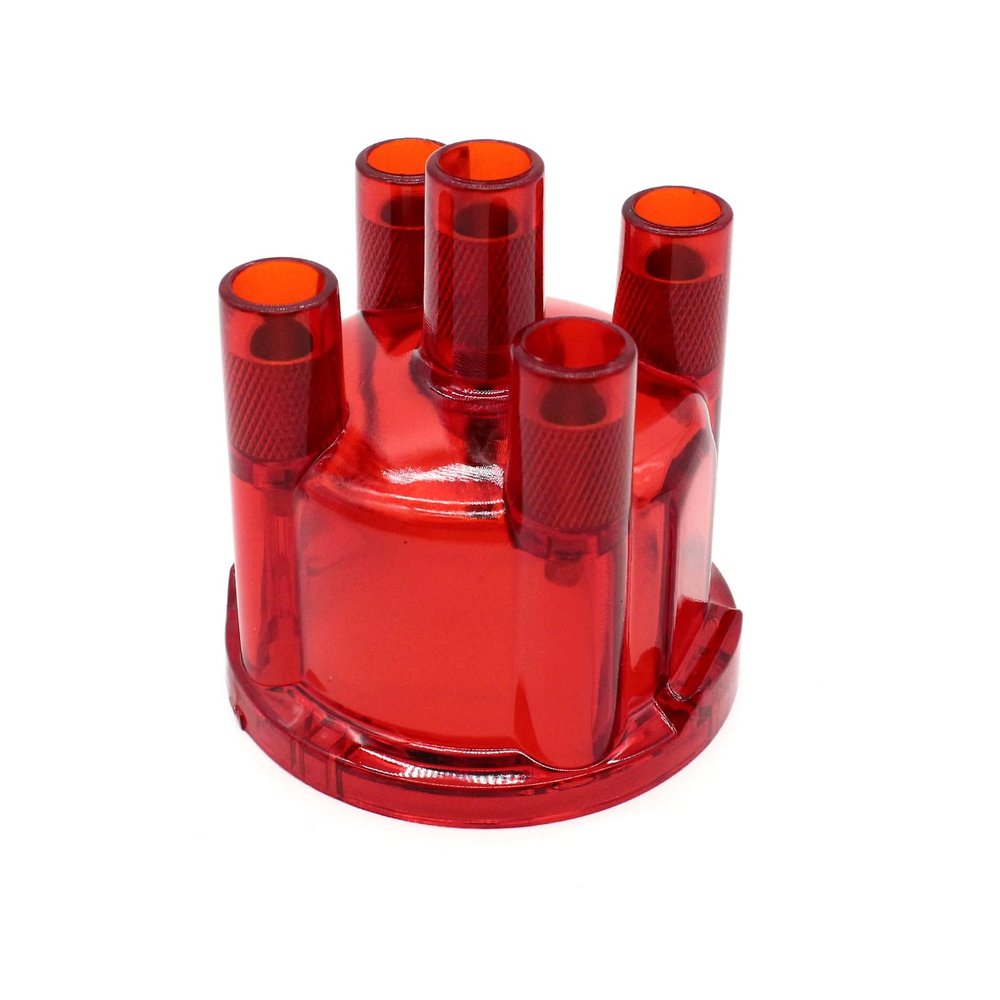 Transparent Distributor Cap Plastic Distributor Cover Fit for T1 T2 Bus Ghia Replaces OE AC905504 High Performance Ignition Component, Dust and Protection (Red)