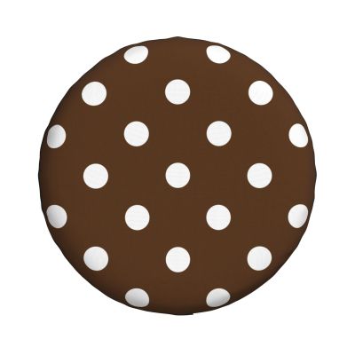 Brown White Polka Dot Spare Tire Cover Weatherproof, Wheel Tire Protector for Trailer, RV, SUV, Truck, Durable Dirt-Resistant Cover 16 inch