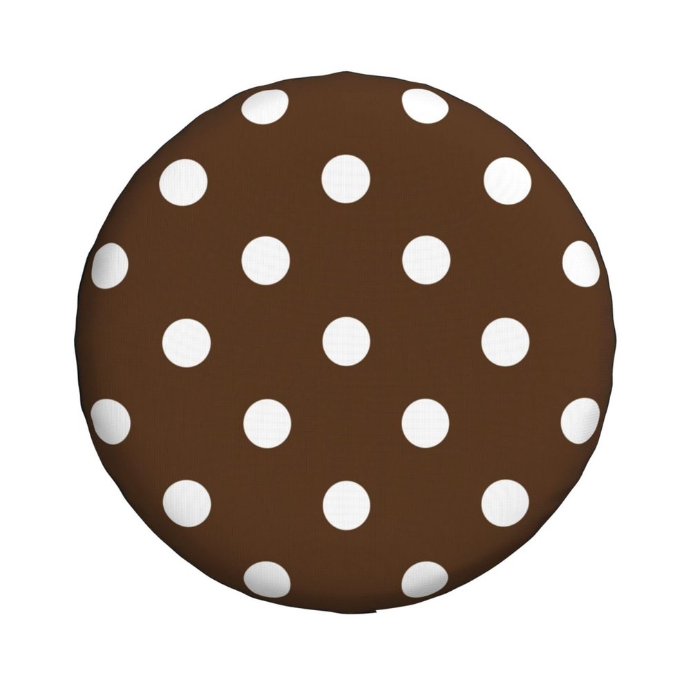 Brown White Polka Dot Spare Tire Cover Weatherproof, Wheel Tire Protector for Trailer, RV, SUV, Truck, Durable Dirt-Resistant Cover 16 inch