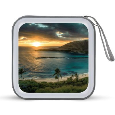 Rrtsmsgh Sunrise Over Oahu Hawaii CD Case Wallet 40 Capacity, Durable Waterproof Plastic CD/DVD Storage Case with Handle & Zip Closure, Portable DVD Disc Cases for Car, Office, Travel