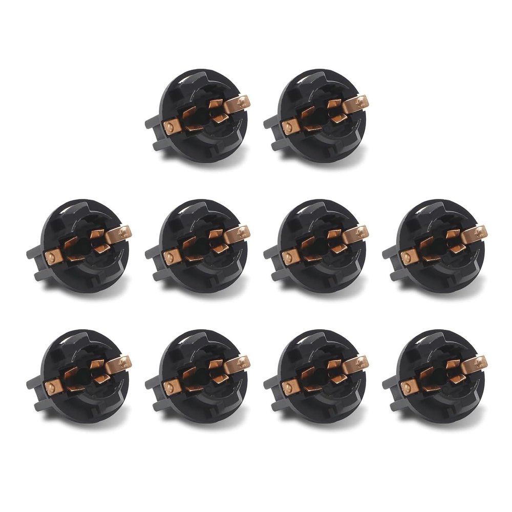 Teybouk 10 PCS T10 Twist Lock Socket, Wedge Dash Light Bulbs Base, 0.71In Instrument Bulbs Socket, Universal Panel Dash Holder for Most Cars (Black)