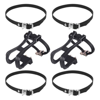 MAGICLULU Professional Bike Toe Cage and Pedal Straps Set, Wear-Resistant Nylon Toe Clips with Adjustable Straps, Lightweight 148g, Compatible and Road Bikes for Cycling Pedal Control