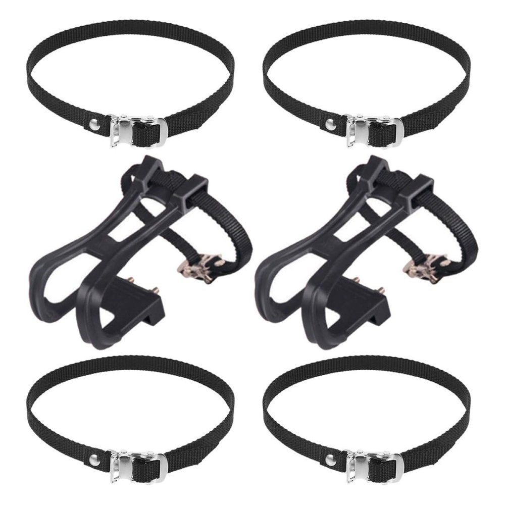MAGICLULU Professional Bike Toe Cage and Pedal Straps Set, Wear-Resistant Nylon Toe Clips with Adjustable Straps, Lightweight 148g, Compatible and Road Bikes for Cycling Pedal Control