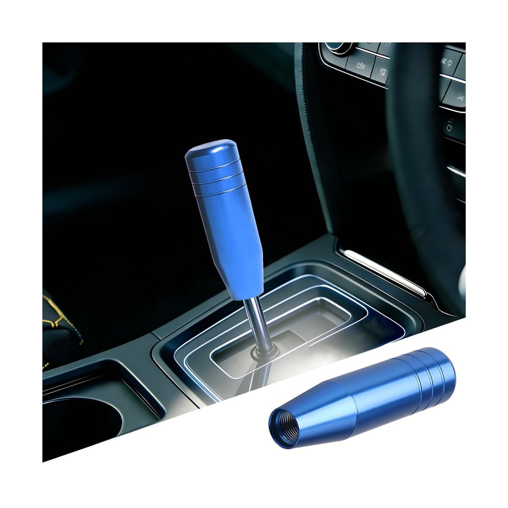 ANFTDCO Car 5" Heavy Weighted Shift Knob, Aluminum Alloy Gear Lever Shifter Handle with 3 Threaded Adapter, Automotive Stick Shift Knob Replacement, Fits Most Manual Automatic Vehicles (Blue)