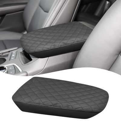 QianBao Compatible with Cadillac XT5 2017 2018 2019 2020 2021 2022 2023 2024 2025 Leather Armrest Box Center Console Cover Middle Console Cover Protector Black Stitches