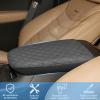 QianBao Compatible with Cadillac XT5 2017 2018 2019 2020 2021 2022 2023 2024 2025 Leather Armrest Box Center Console Cover Middle Console Cover Protector Black Stitches view 4