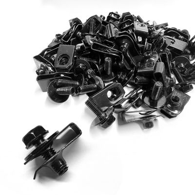 MTRPS 100 PCS M6-1.0 Body Bolts U-Nuts Kit, Extruded U Nuts & Hex Head Auto Fender Bolt Screws, Push Pull Metal Retainers Rust-Resistant Bolts for Engine Cover Bumper Fender Liner