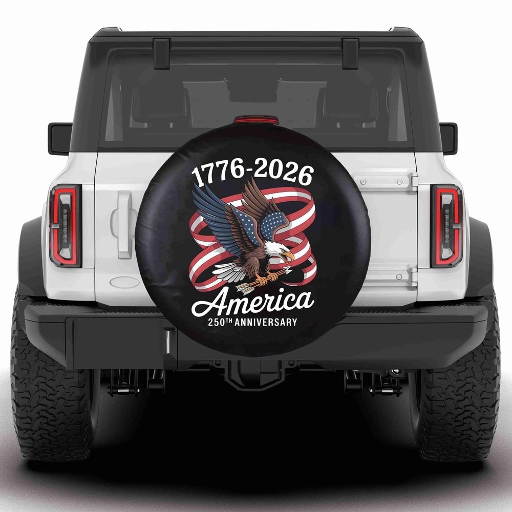 KafePross Eagle Arrow USA Flag Spare Tire Cover Independence of USA 1776-2026 American Flag Wheel Protectors Waterproof Tire Cover Fit for RV SUV Truck Travel Trailers 16"