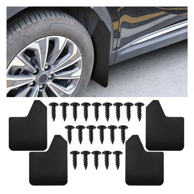 Craedli 4PCS Universal Car Mud Flaps Set, Flexible Bendable Mudguard Automotive Front & Rear Splash Guards with Screws, Vehicle Exterior Protection Accessories for SUV, Truck, Pickup, Off-Road (Black)