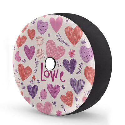 Spare Tire Cover with Backup Camera Hole Fit for Jeep RV Camper Travel Trailer SUV Truck 17inch,Waterproof Weatherproof Universal Car Wheel Protectors,Valentines Day Love Heart Flower
