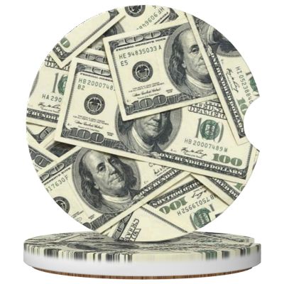 2 Pack Car Cup Holder Money Coasters Absorbent Ceramic Coaster for Cup Holders Fashion Car Interior Accessories for Men Drink Coaster for Women