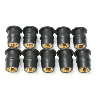 100pcs M4/M5/M6 Motorcycle Rubber Well Nutsaccessories Fasteners Decoration Modified Windshield Brass Nut(M5)