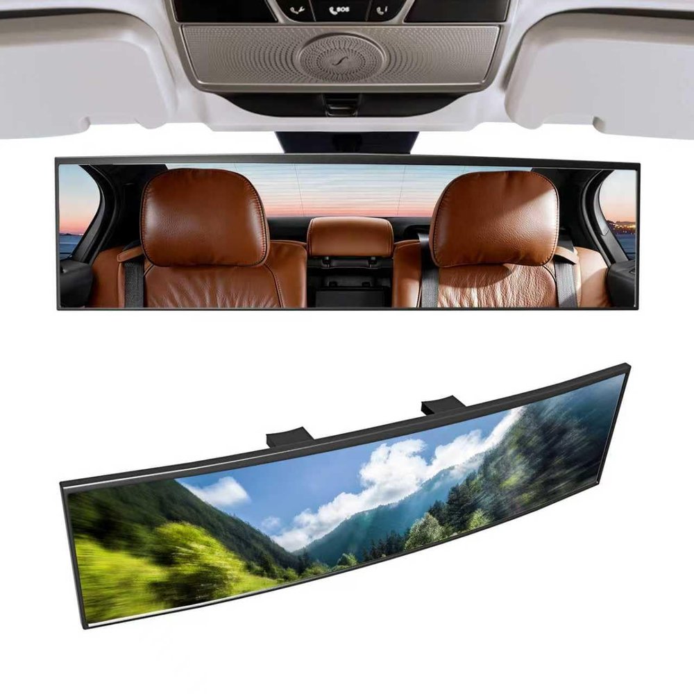 NINGFIST Broadway Panoramic Rear View Mirror Wide Angle Car Mirror Blind Spot Convex Rearview Mirror Essential Rear View Mirror Accessories for Cars SUV Trucks Vehicles (270mm-White)