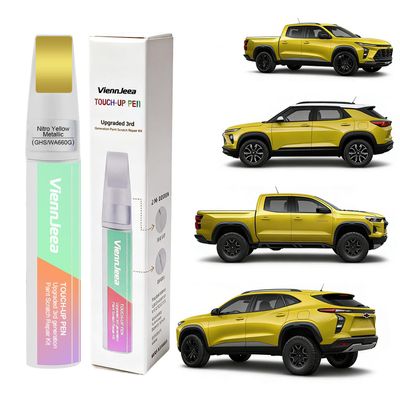 ViennJeea 3rd Generation Car Touch Up Paint for Chevrolet(Nitro Yellow Metallic(GHS/WA660G)) Car Paint Scratch Repair Kit Pen Tip and Brush 2-in-1 Scratch Repair with Applicators and Repair Papers