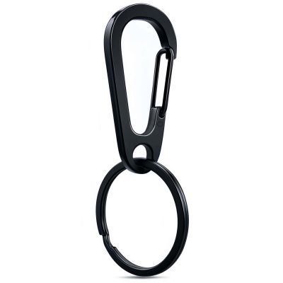 GyOnyx Stainless Steel Carabiner Keychain, Quick Release Heavy Duty Key Clip for Purse, Car, Motorcycle, Key Chain Rings Kit (1 Pack - Black)