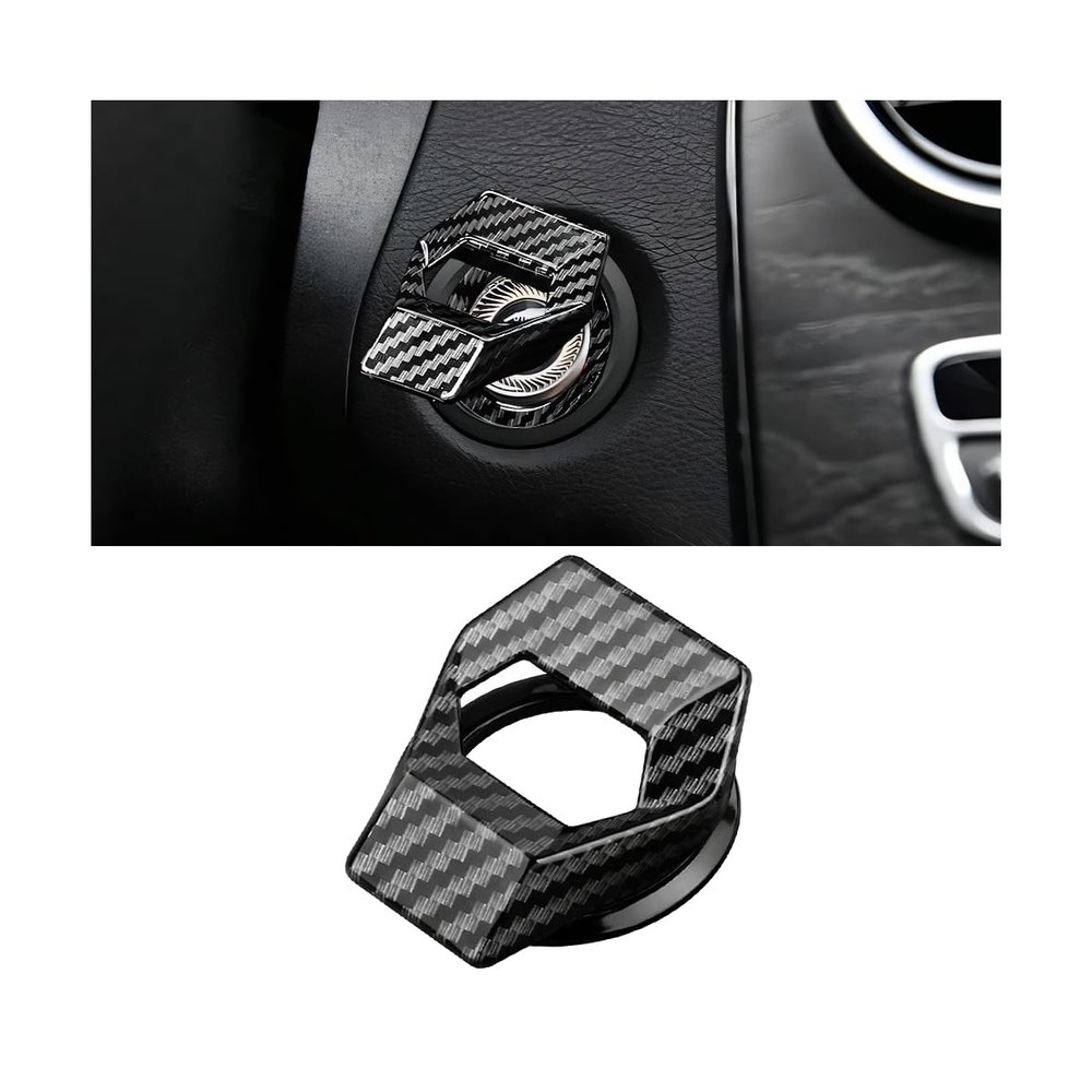ANFTDCO Car Push Start Button Cover, Vehicle Engine Start Stop Button Protector, Automotive Interior Ignition Switch Decorative Protective Cover, Universal for SUV Motorhome Truck (Carbon Fibre)