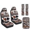 Tomeusey Aztec Cow Print Car Interior Set of 5 - Comfort Seat Belt Pads, Cushioned Armrest & Smooth PU Seat Covers - Water & Scratch Resistant view 1