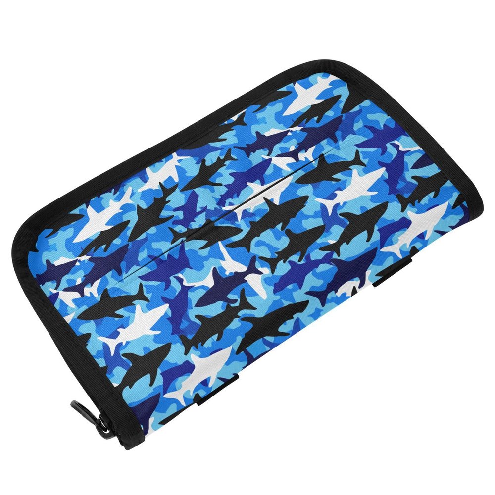 CuwrYet Car Tissue Holder Car Visor Organizer Tissue Box Holder for Car Sun Visor Organizer with Car Vehicle Accessories Essentials Interior for Women Men Bright Blue Marine Shark