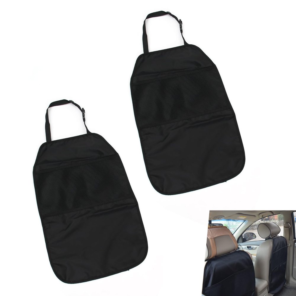 Icyfond 2 PCS Car Kick Mats Seat Back Protectors, Waterproof Kick Mats with Organizer Pockets, Universal Backseat Cover for Kids, Heavy Duty Car Seat Protector for Car, SUV, Minivan, Truck