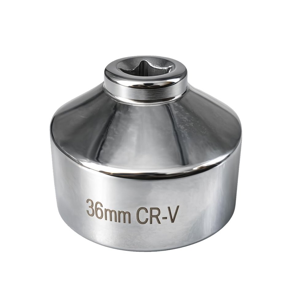 Craedli 36mm Oil Filter Wrench, Heavy-Duty Cr-V Steel 3/8" Drive Oil Filter Removal Tool, Universal Automotive 6 Point Socket Wrench for Most Cars, Trucks, SUVs(36MM)